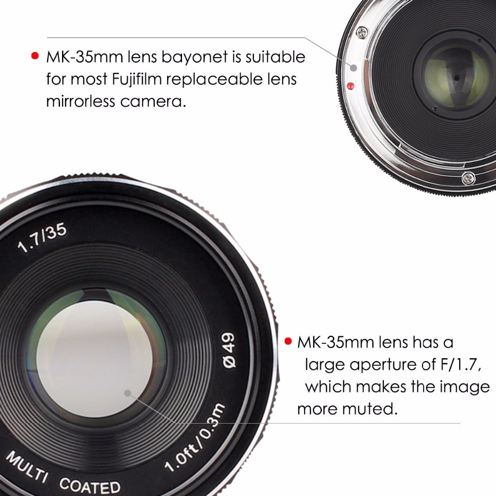 Meike 35mm F1.7 Camera Lens APS-C Large Aperture Manual Focus for Panasonic Olympus Fujifilm Sony Canon M10 M5 Mount Camera. 