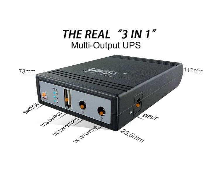 WGP Mini UPS 10400 mAh DC UPS for Router, Onu, CCTV 5 12 12 Volt Output (5,9,12 & Y Cable). 