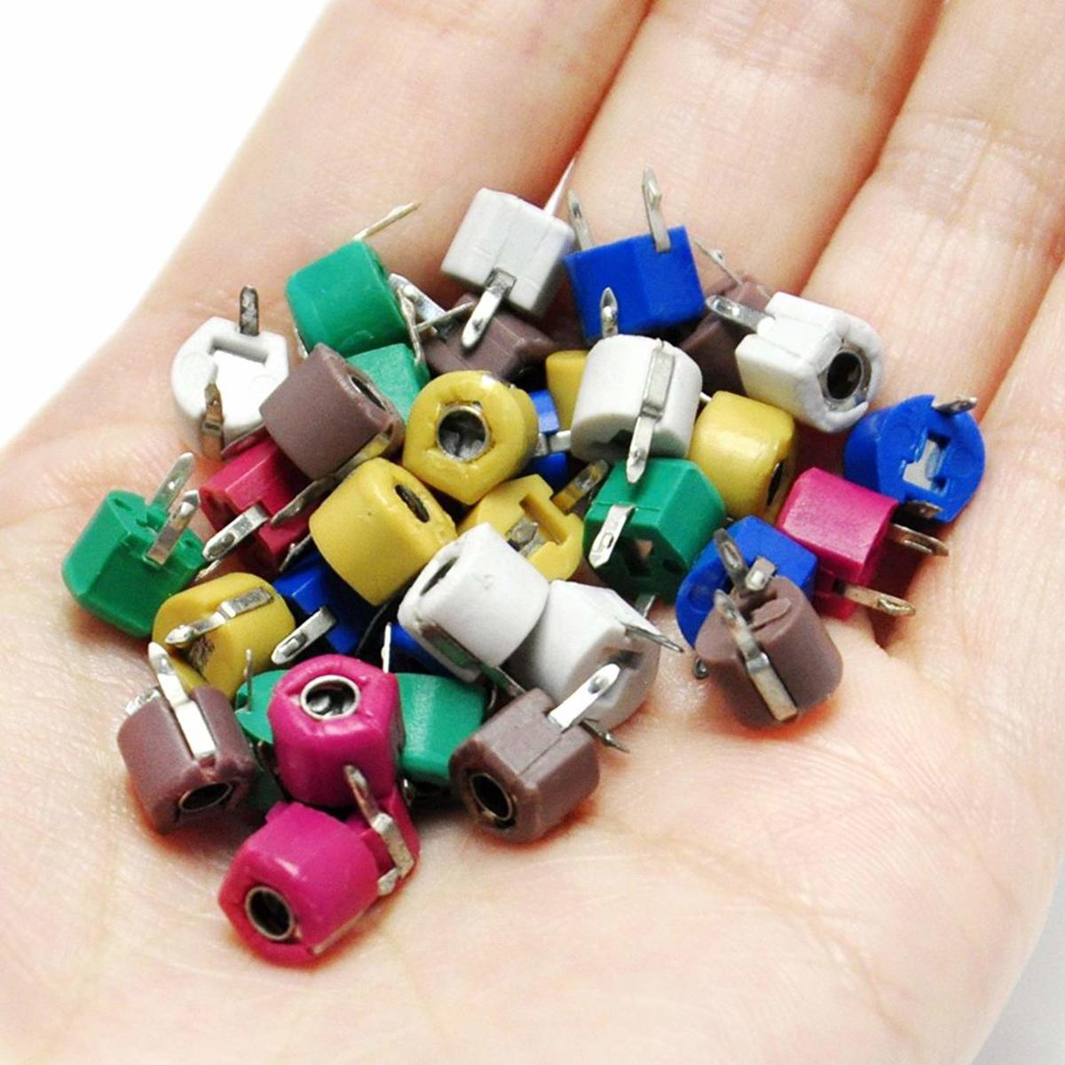 5Pcs- Adjustable Trimmer VARIABLE Capacitor 0-60pF 6mm 2 Pin Leads Plastic Cover Trimmer Capacitor Variable Capacitor Regulator For Arduino