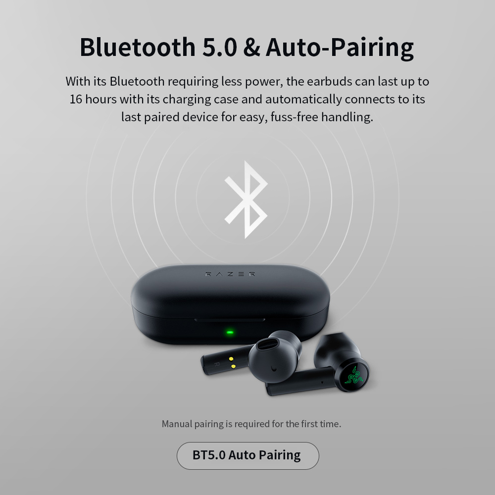 Razer Hammerhead True Wireless Half In-ear Wireless BT 5.0 Auto-Pairing Earphone Low Latency with 13mm Drivers. 