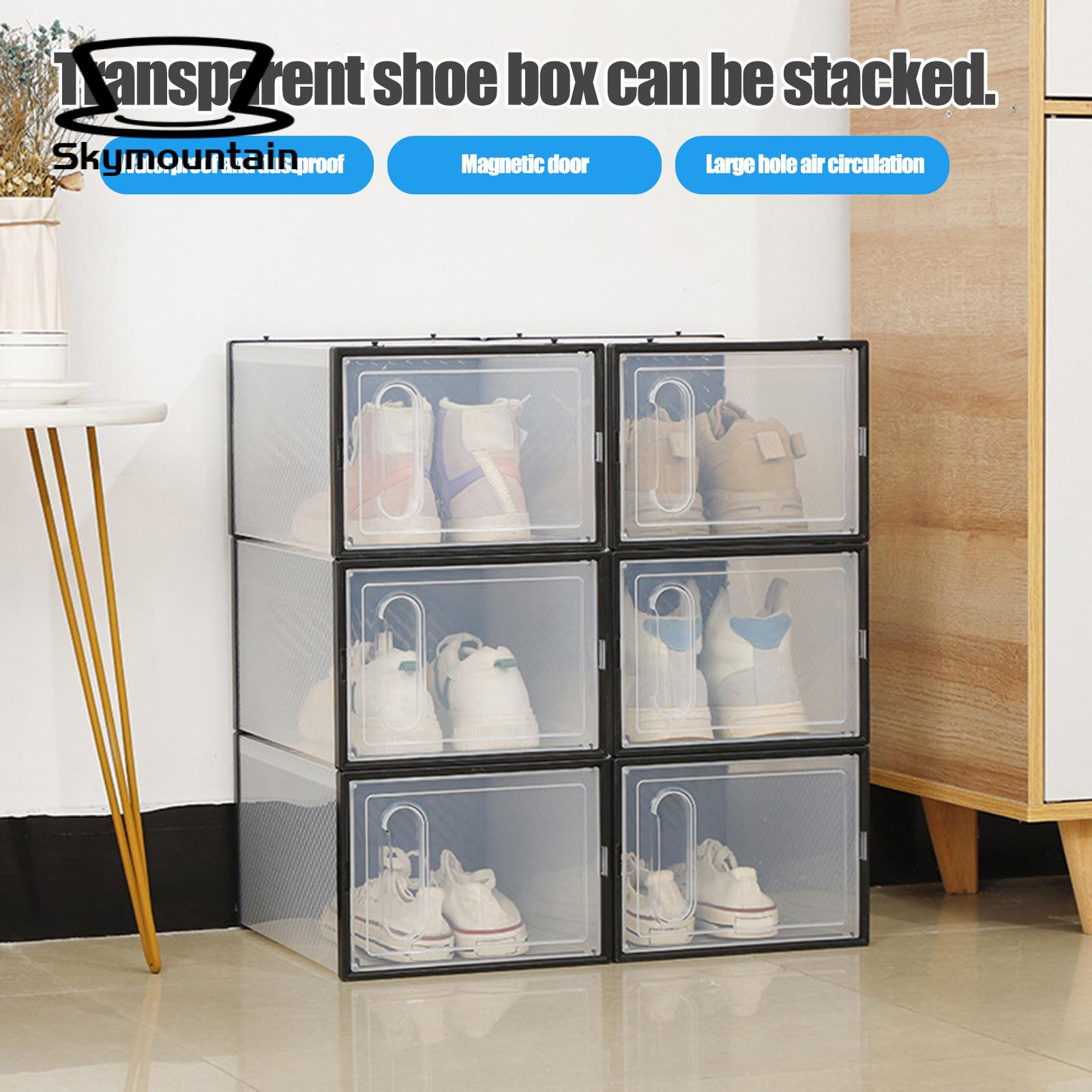 High Heel Storage Box Stackable Clear Shoe Box Organizer for Closet Space Saving Container with Lid less Than