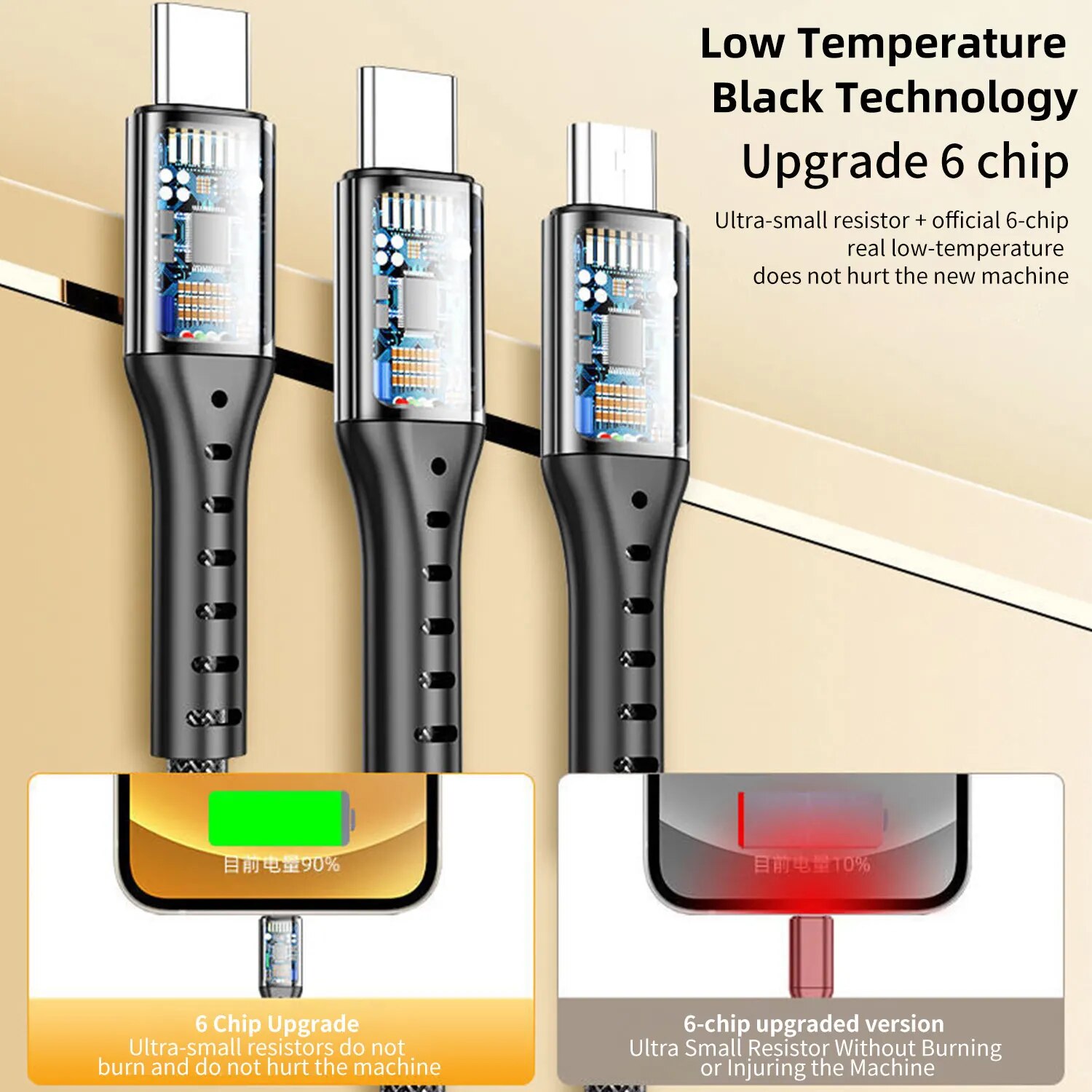 Type C Data transmission 5A 3 in 1 USB Charging Cable Fast Charge Micro for iPhone Huawei Xiaomi Fishing Net Braided Data Cable. 