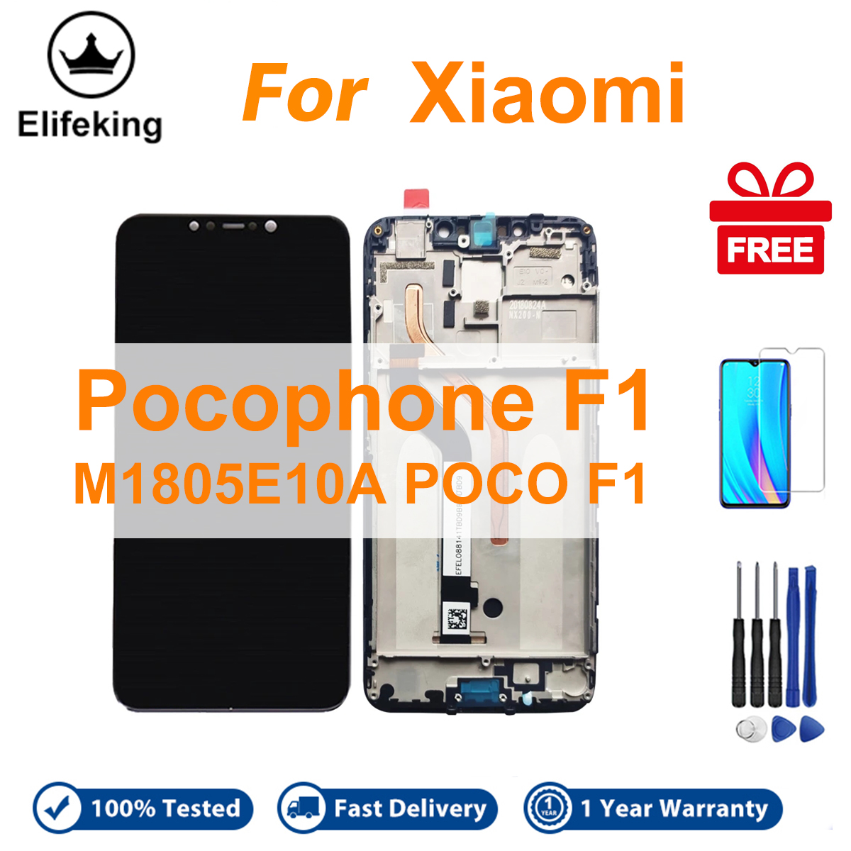 LCD With Frame For Xiaomi Pocophone F1 Display Touch Screen Digitizer Assembly Replacement Parts M1805E10A