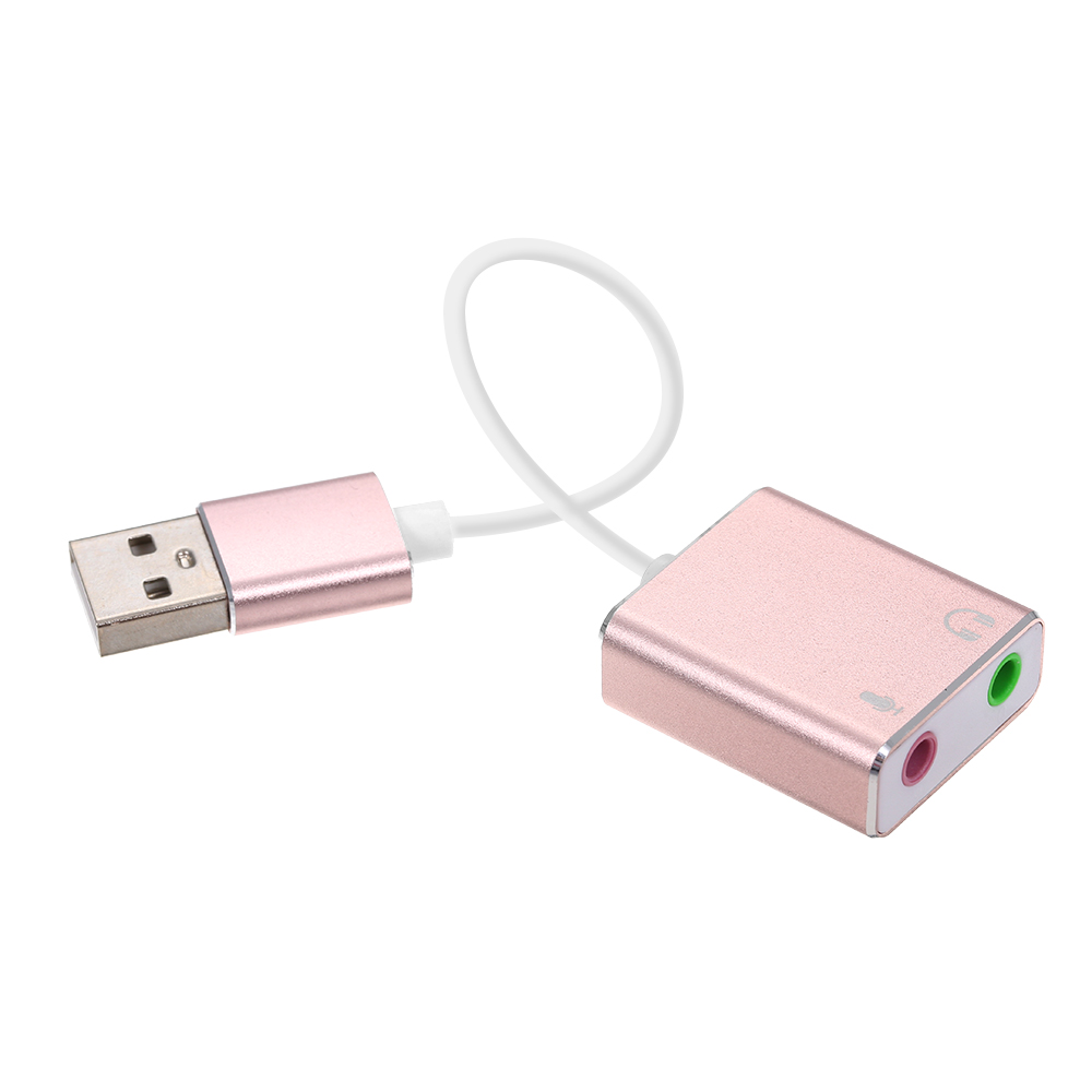 USB External Sound Card Hi-Fi Magic Voice 7.1 CH Audio Card Adapter USB to Jack 3.5mm Earphone Microphone Speaker for Laptop PC(Pink). 