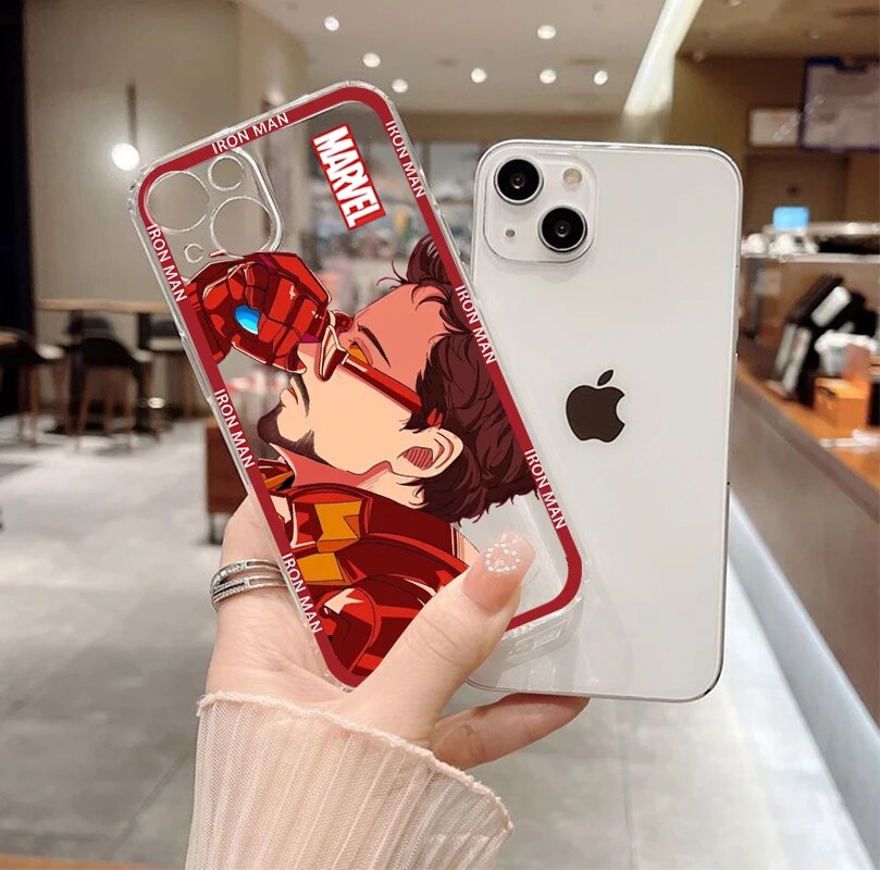 Marvel Iron Man Tony Stark Phone Case For Apple iPhone 14 13 12 11 SE XS XR X 7 8 6 5 Pro Plus MAX 2020 Transparent Cover Outlier Aeuinv. 
