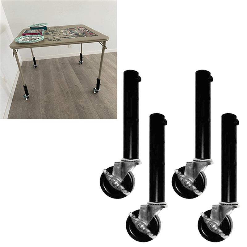 Table Leg Extension for Castors - Pack of 4 Risers with Wheels for Straight and Curved Legs Easy Install 51cm. 