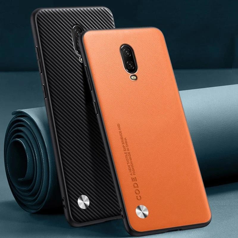New Phone case OnePlus 6 6T Carbon Fibre Leather Silicone Shockproof Protection Casing For One Plus 6T 6 OnePlus6 T Back cover. 