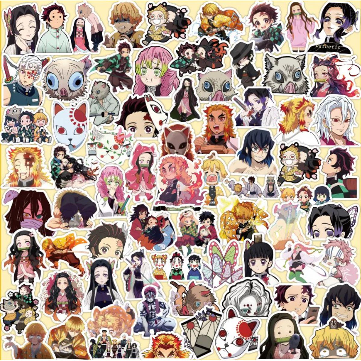 60Pcs/Pack Demon Slayer Kimetsu No Yaiba PVC Waterproof Stickers For Phone Guitar Skateboard Laptop