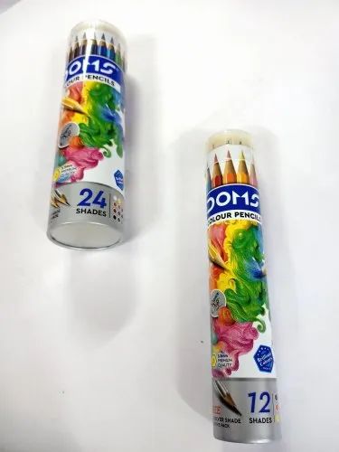 Doms 12 Shades Super Soft Color Pencils Round Tin Box | Smooth Color Application | For Blending & Experimenting Different Art Strokes | Free Silver Color Pencil Inside | Non-Toxic & Safe For Childrens. 