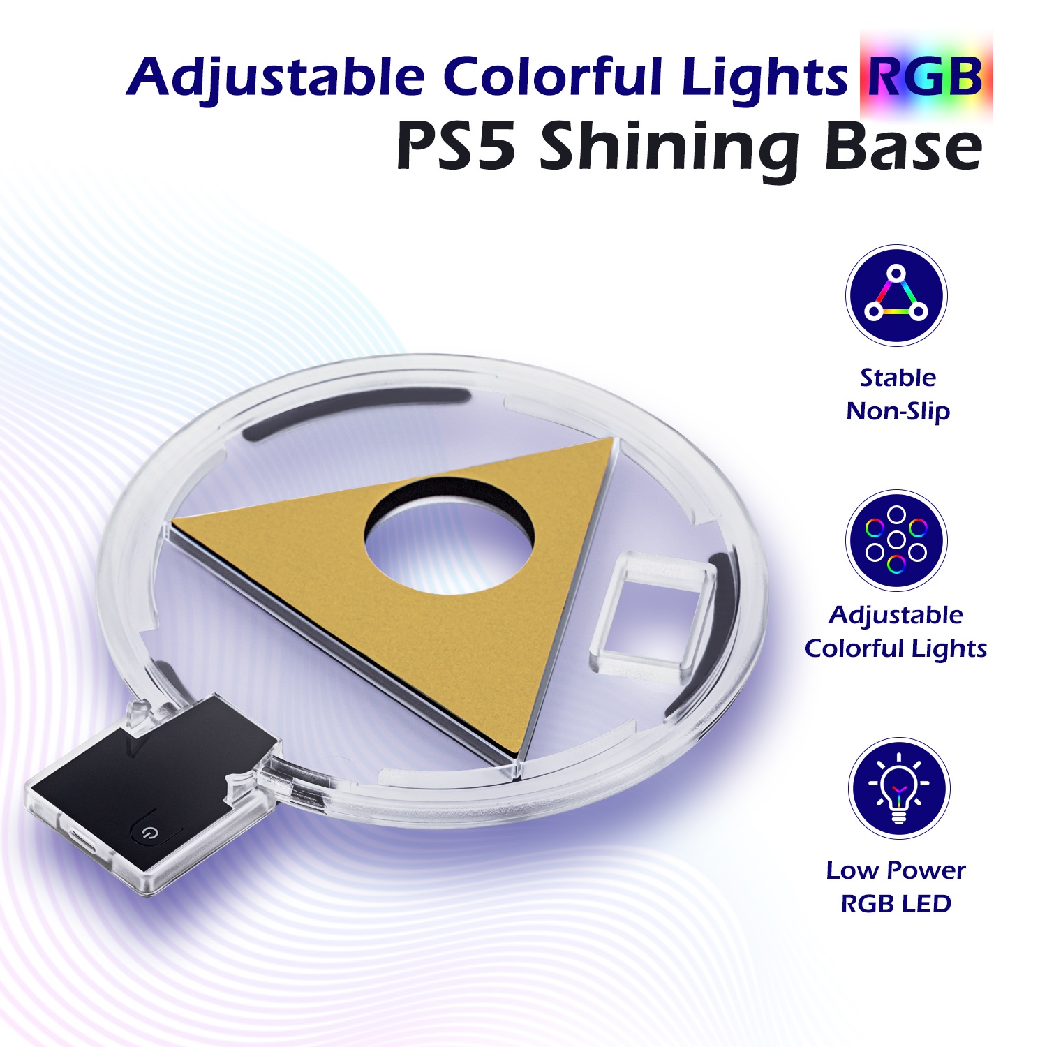 Honcam Adjustable RGB Base LED Atmosphere Light Stand Vertical Horizontal Station Holder for PS5 Game Console Lighting Strip. 