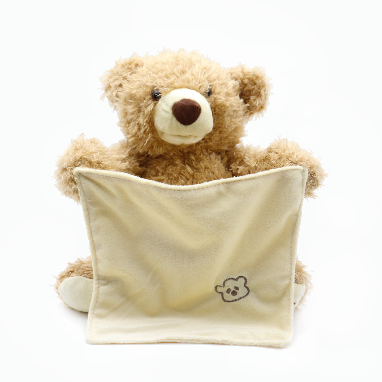 Cross-border Amazon peek-a-boo cat bear talking hide and seek electric plush toy four-color English version. 