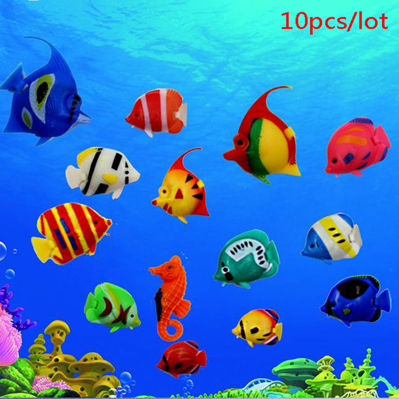 10pcs Aquarium Fish Tank Artificial Fake Floating Fish Pet Decor Ornaments. 