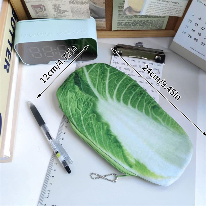 Cute Plush Vegetable Plants Pen Bag Cosmetic Storage Bag Large Capacity Student Stationery Bag Funny Simulated Food Pencil Pouch