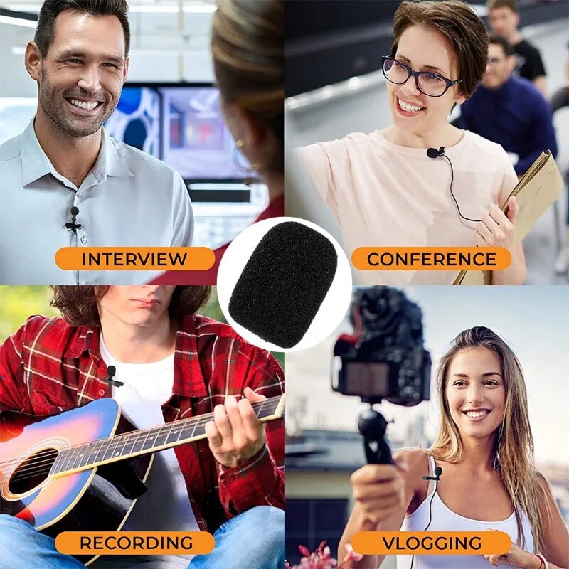 Headset Microphone Pop Filter Covers Replacement Sponge Foam Protective Sleeve for Lapel Lavalier Microphone Mic for Broadcast. 