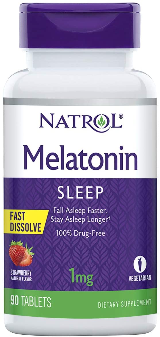 Natrol Melatonin Fast Dissolve Maximum Strength Strawberry Flavor 1mg-90 Count. 
