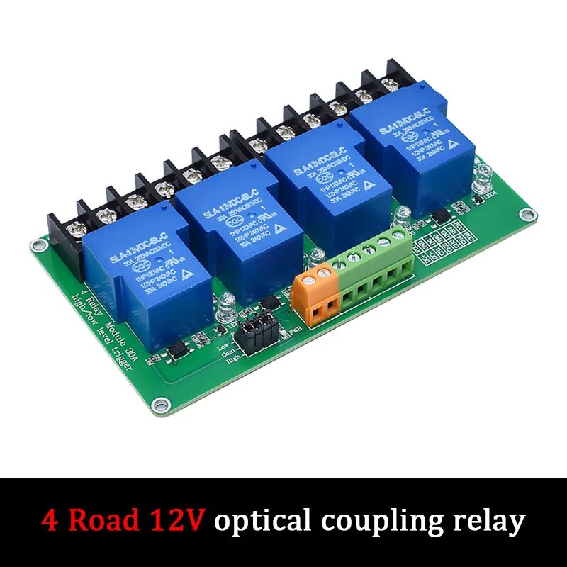 4 8 channel relay module 30A with optocoupler isolation 5V 12V 24V supports high and low Triger trigger. 