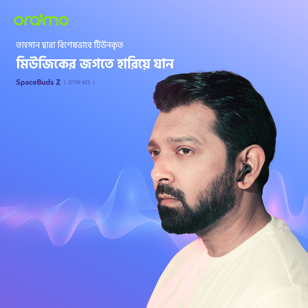 oraimo SpaceBuds Z ANC True Wireless Earphones co braned with Tahsan. 
