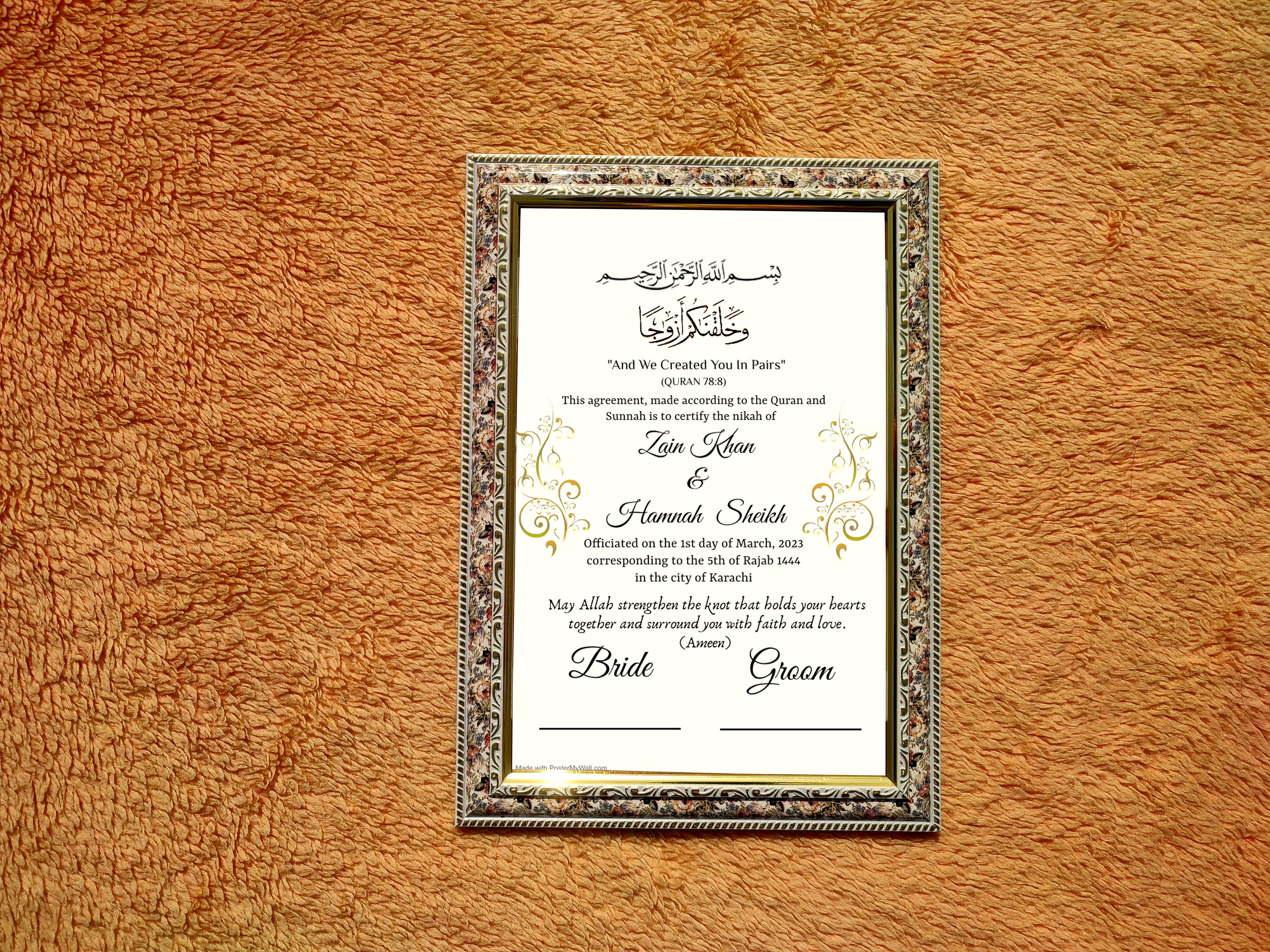 Nikahnama - Customizable Nikahnama with Frame