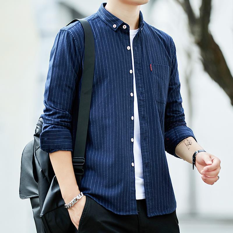 Autumn casual and versatile white shirt men's long sleeve Korean version of the trend handsome shirt men's jacket inch clothes 2020 brave