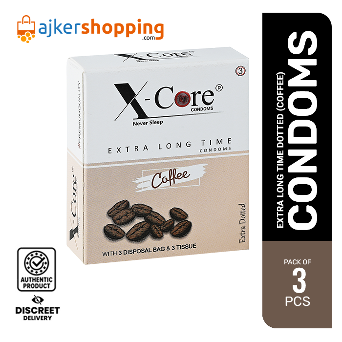 XCore Extra Time Long Lasting Dotted Condom (Coffee Flavoured) - 3Pcs Pack(Made In India)