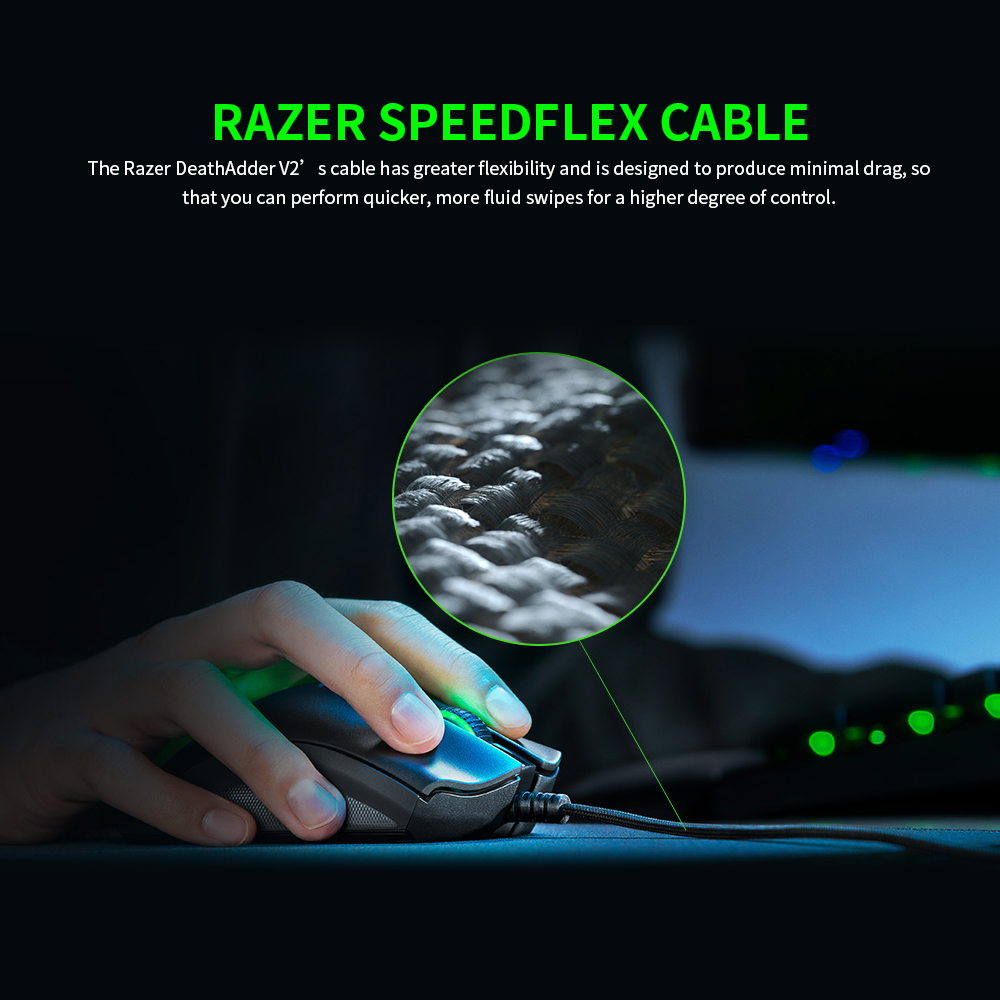 Razer DeathAdder V2 Wired Gaming Mouse 20000DPI Optical Sensor FOCUS+ (PAW3399) Chroma RGB Mice 8 Programmable Buttons Ergonomic Design. 