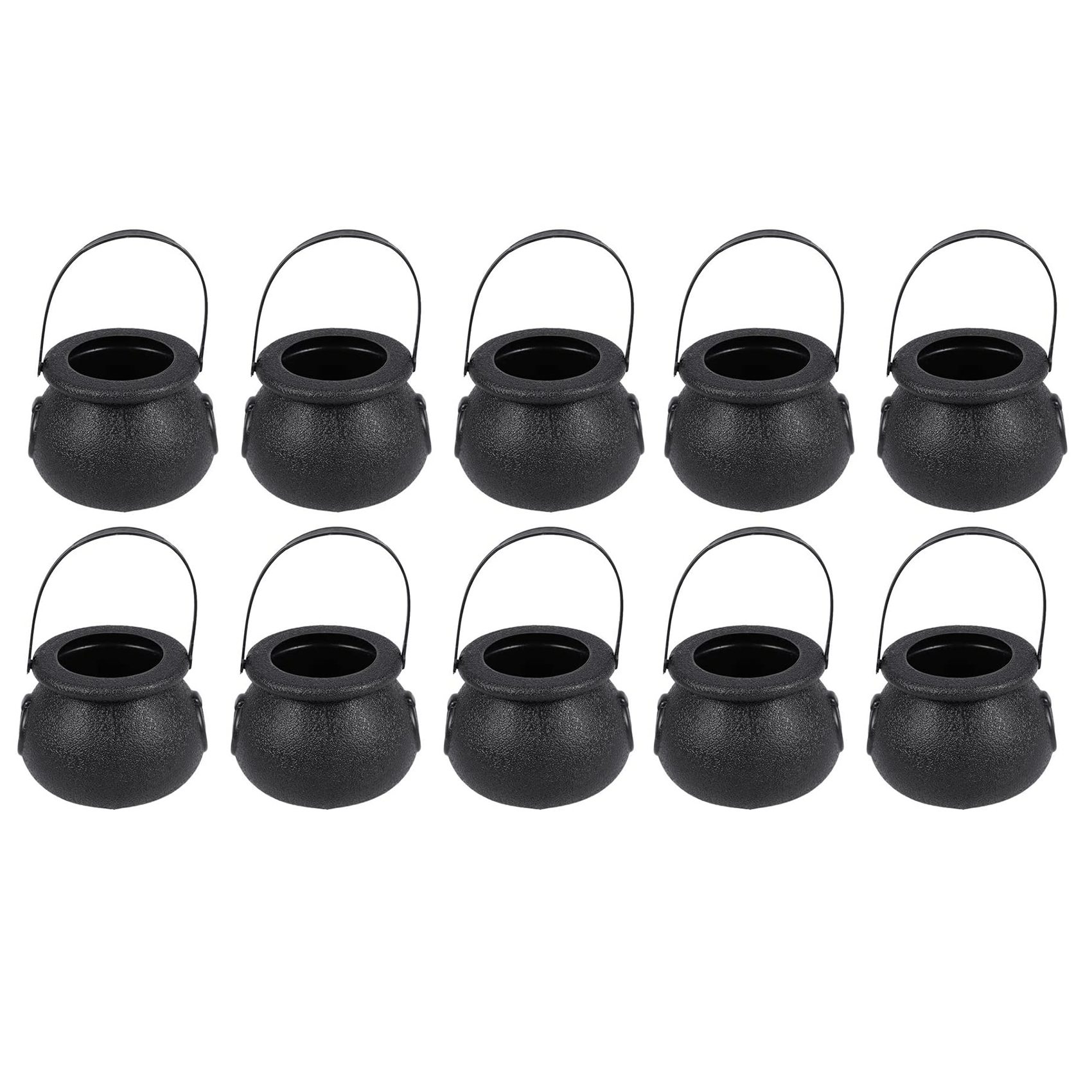 10Pcs Black Cauldron Candy Holder Pot with Handle Halloween Candy Bucket Kettle Mini Black Witch Cauldron for Halloween. 