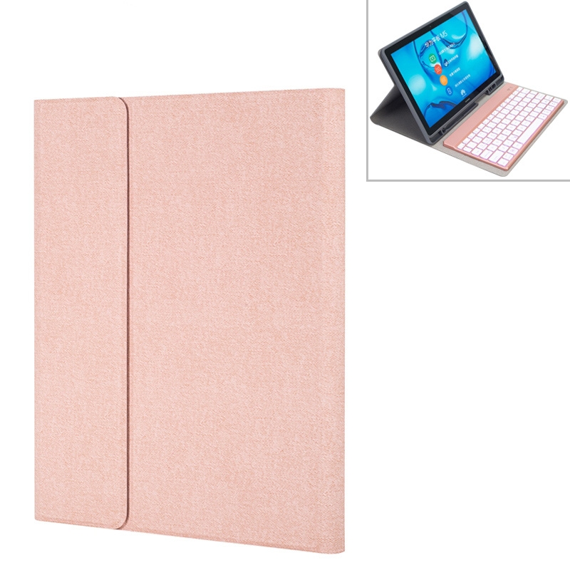 HW108A Detachable Magnetic Colorful Backlight Plastic Bluetooth Keyboard + Silk Pattern TPU Case for Huawei MediaPad M5 10.8 Pro / 10.8, with Pen Slot & Bracket