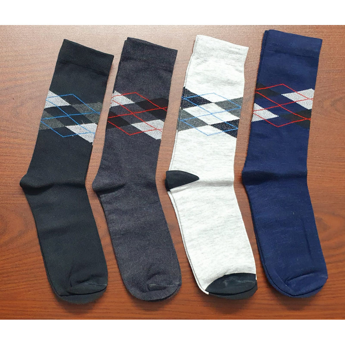Men's new 4 pair Pattern Check long socks L401