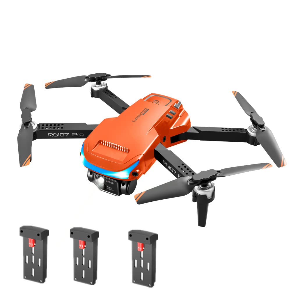 RG107 Pro RC Drone with 3 Side Obstacle Avoidance Device | UAV with HD 4K Dual Camera, Optical Flow Positioning, ESC Quadcopter | Mini Double Battery, Lens Included | Advanced Features for Aerial Photography and Exploration. 