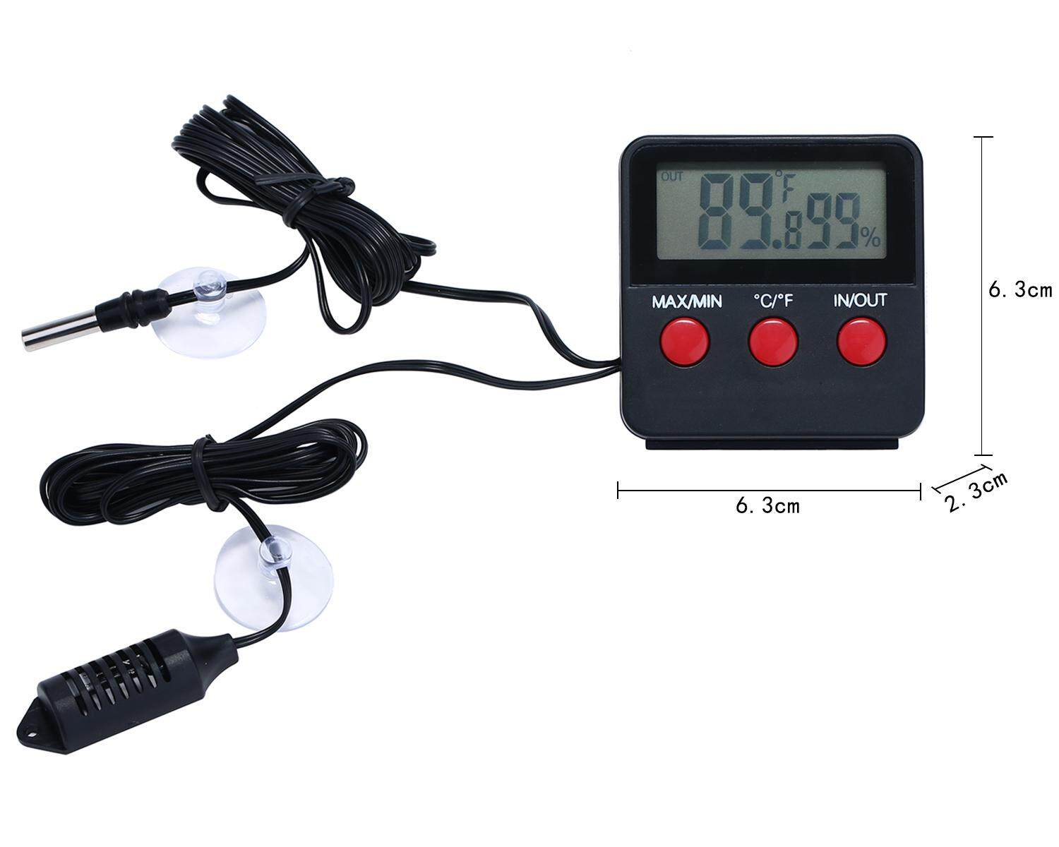 Reptile Vivarium Terrarium Thermometer Hygrometer With Remote Sensor. 