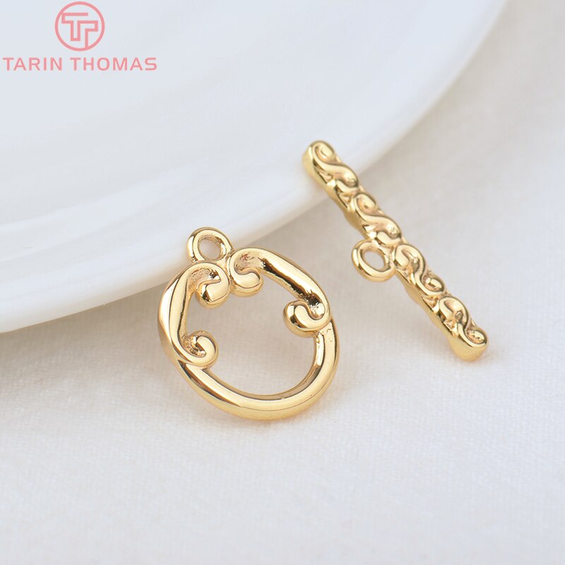 (3452)6 Sets 24K Gold Color Plated Brass Bracelet O Toggle Clasps High Quality Diy Jewelry Making Findings Accessories. 