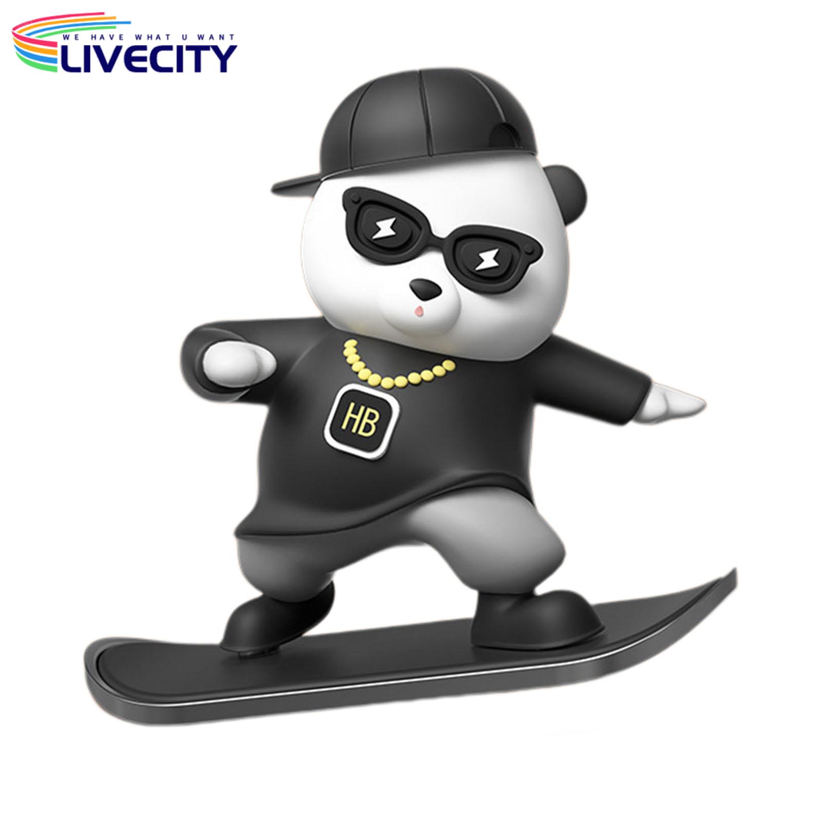 Easy Installation Car Figurine Adorable Bear Skateboard Car Ornament Cute Animal Statue Figurine Model Toy for Auto Interior Decoration Perfect Gift for Birthday or Christmas Buyers' Favorite Car
