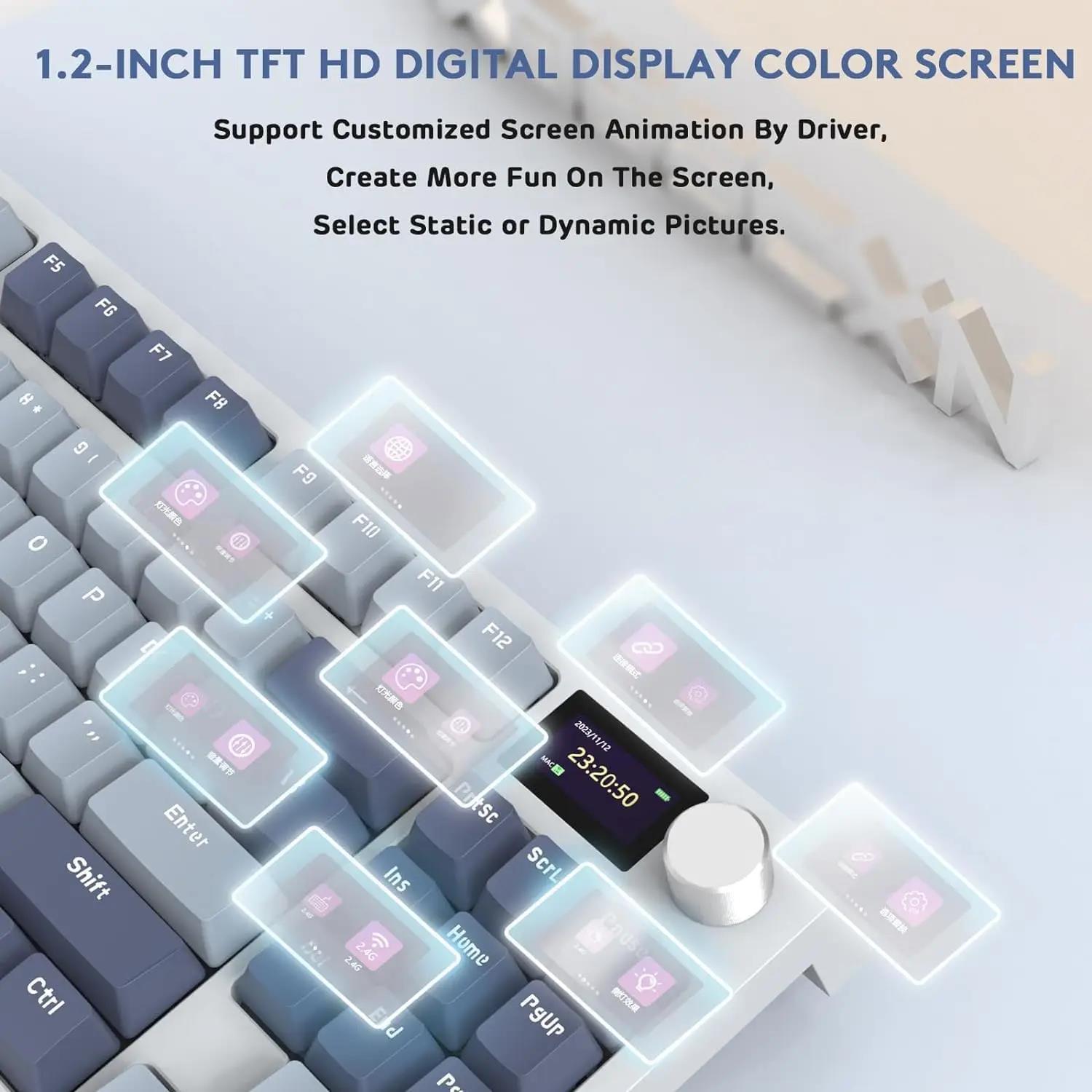 ATTACK SHARK K86 Linear Switch Wireless Triple Mode Mechanical Keyboard Knob Smart Screen Full Key Hot Swap Gaming Keyboard. 