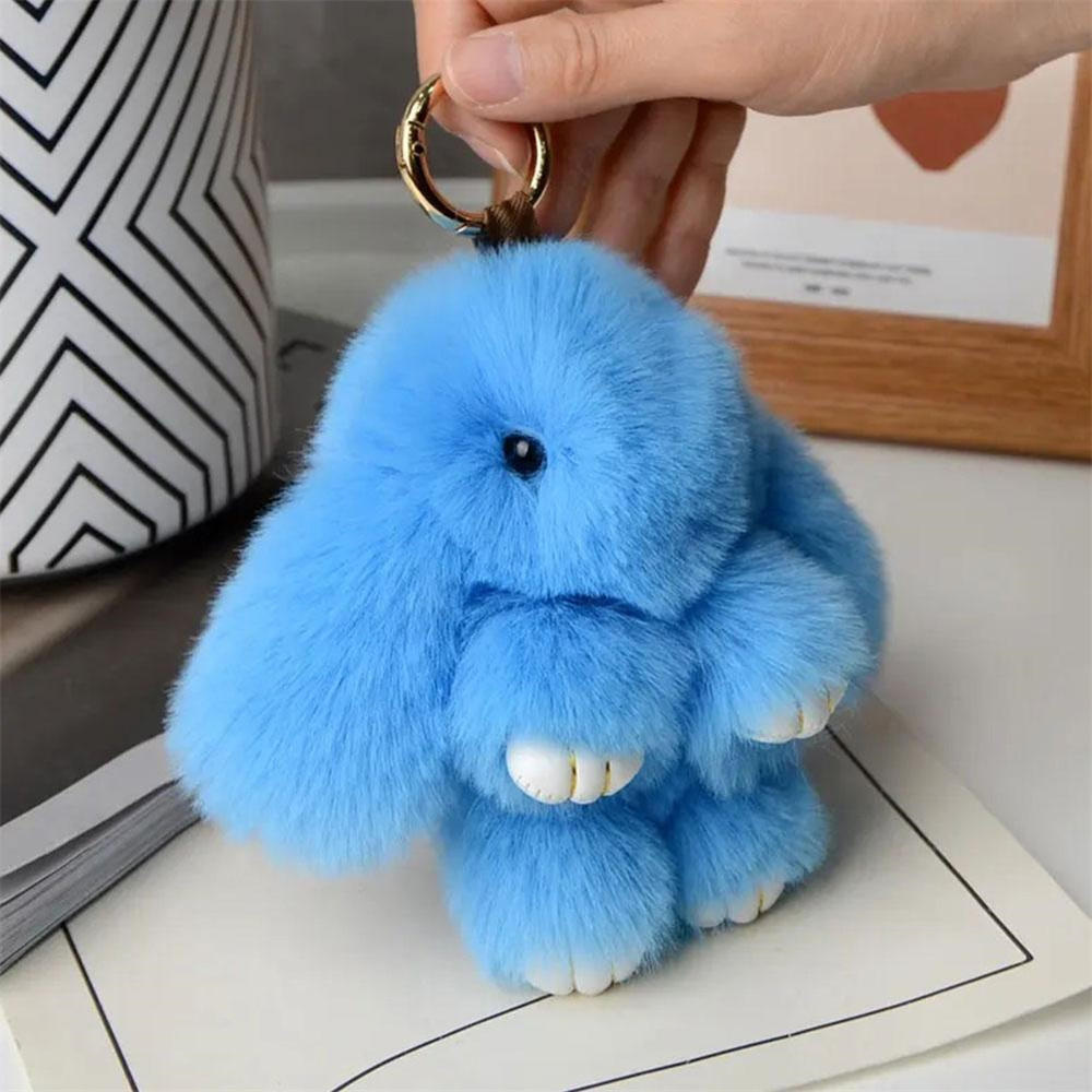 Cute Fluffy Bunny Keychain Charm Pendant Keychain Fluffy Rabbit Plush Keyring Bunny Bag Charm Adorable Keychain Pendant. 