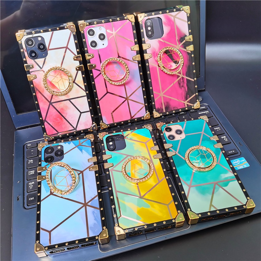 Luxury Glitter Gradient Geometric Square Cover Case For Xiaomi Redmi Note 11 PRO 10 PRO MAX 9 9A 9C 10 10A 10C POCO X3 GT M3 M4. 
