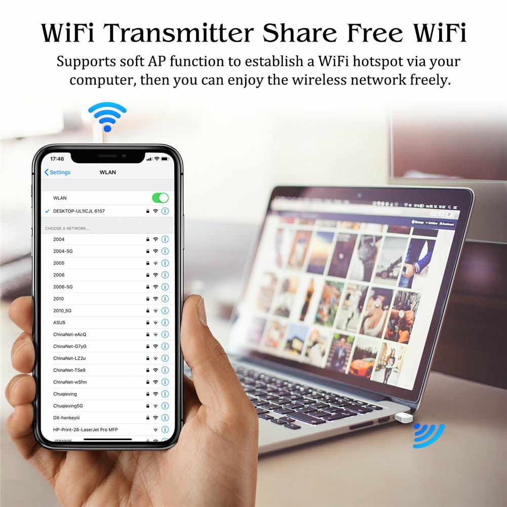 Yfashion Dual Band USB is a Wireless WIFI Adapter 600m Ezcast USB Bluetooth 5G Double Frequency.. 