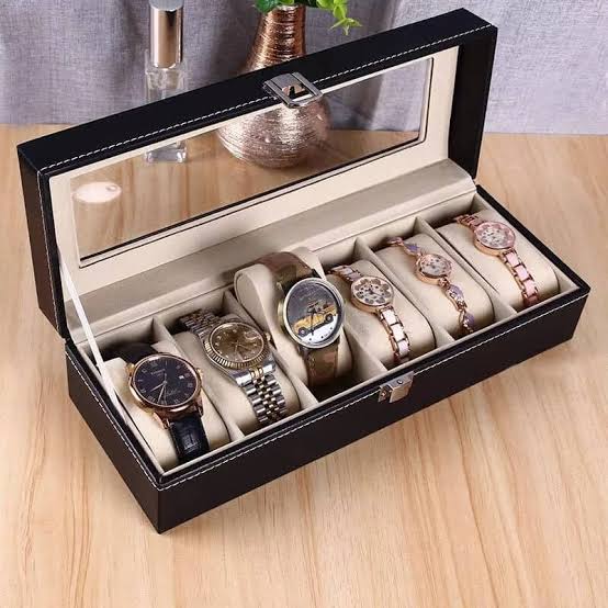 6 Slot Luxury Watch Box with Attractive Display Case, Creative Design for Storage and Gift Use. 
