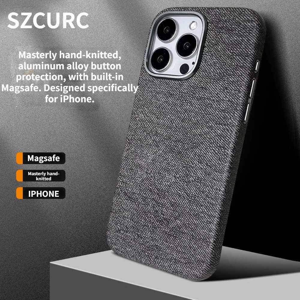 Bulletproof nylon hand-knitted iPhone case, suitable for iPhone 15 Pro Max 14 13 12 Pro, with built-in Magsafe.
