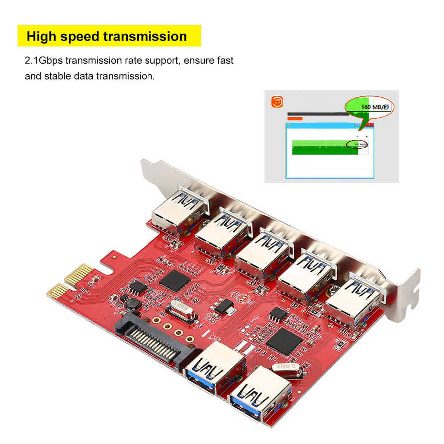 USB extension card PCI-E to 5 3.0 ports and 2 built-in RJ45 1Gbps VIA Expansion PC adapter. 