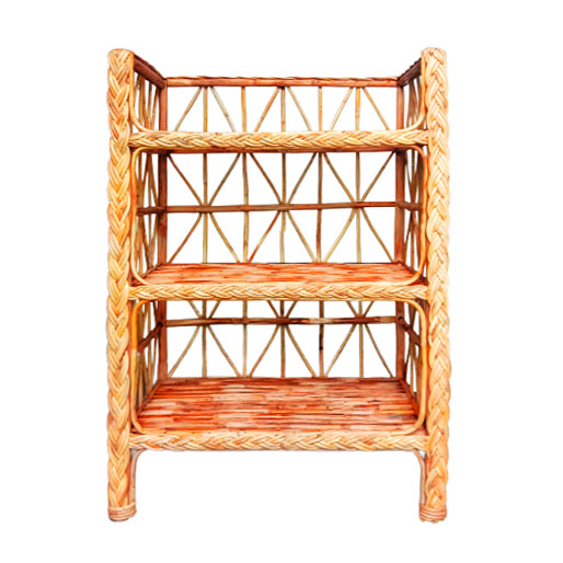 CANE Three Steps SHELF  RACK Medium Size - RATTAN 37'' Book Shelf Handicrafted For Home Decorated [ Cane And Crafted ] - Book Shelf. 