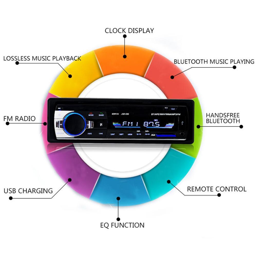 Bluetooth Car MP3 Player Audio Stereo 4X60W Car Radio 12V In-dash 1 Din FM Aux Input Receiver. 
