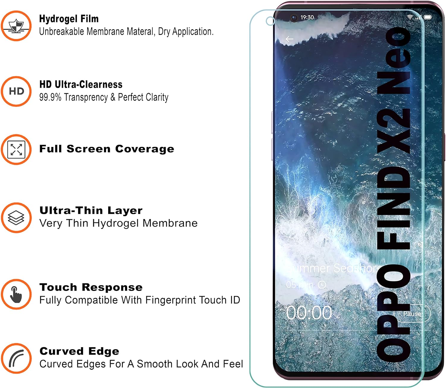 Oppo Find X2 Neo One Minute Series Premium UV Screen Protector with Edge to Edge Full Coverage. 