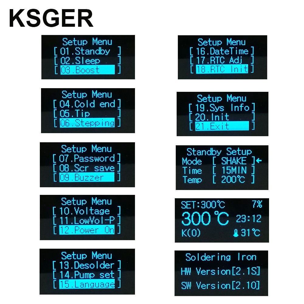 KSGER T12 Soldering Station STM32 OLED V2.1S Digital Electric Controller Aluminum Alloy DIY Kits Welding Tools T12 Iron Tips. 