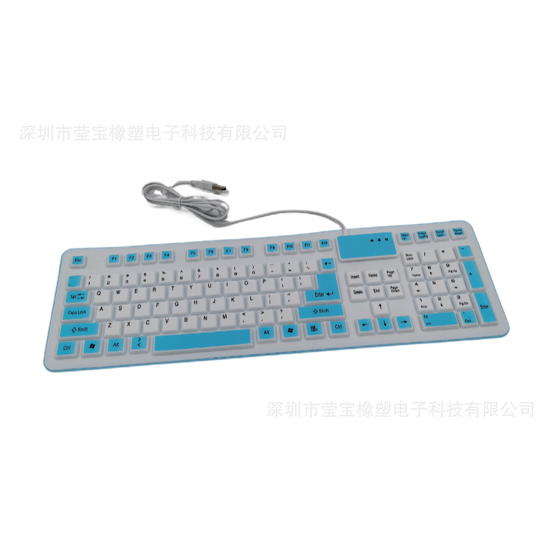 Silicone Waterproof Folding Keyboard 106 Key Desktop Laptop Keyboard Industrial Dust Resistant Gaming Keyboard Wholesale. 