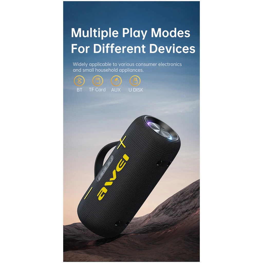 Awei KA10 Wireless Bluetooth Speaker RGB Outdoor Speaker Bass 60W BT 5.3 Portable Speaker. 