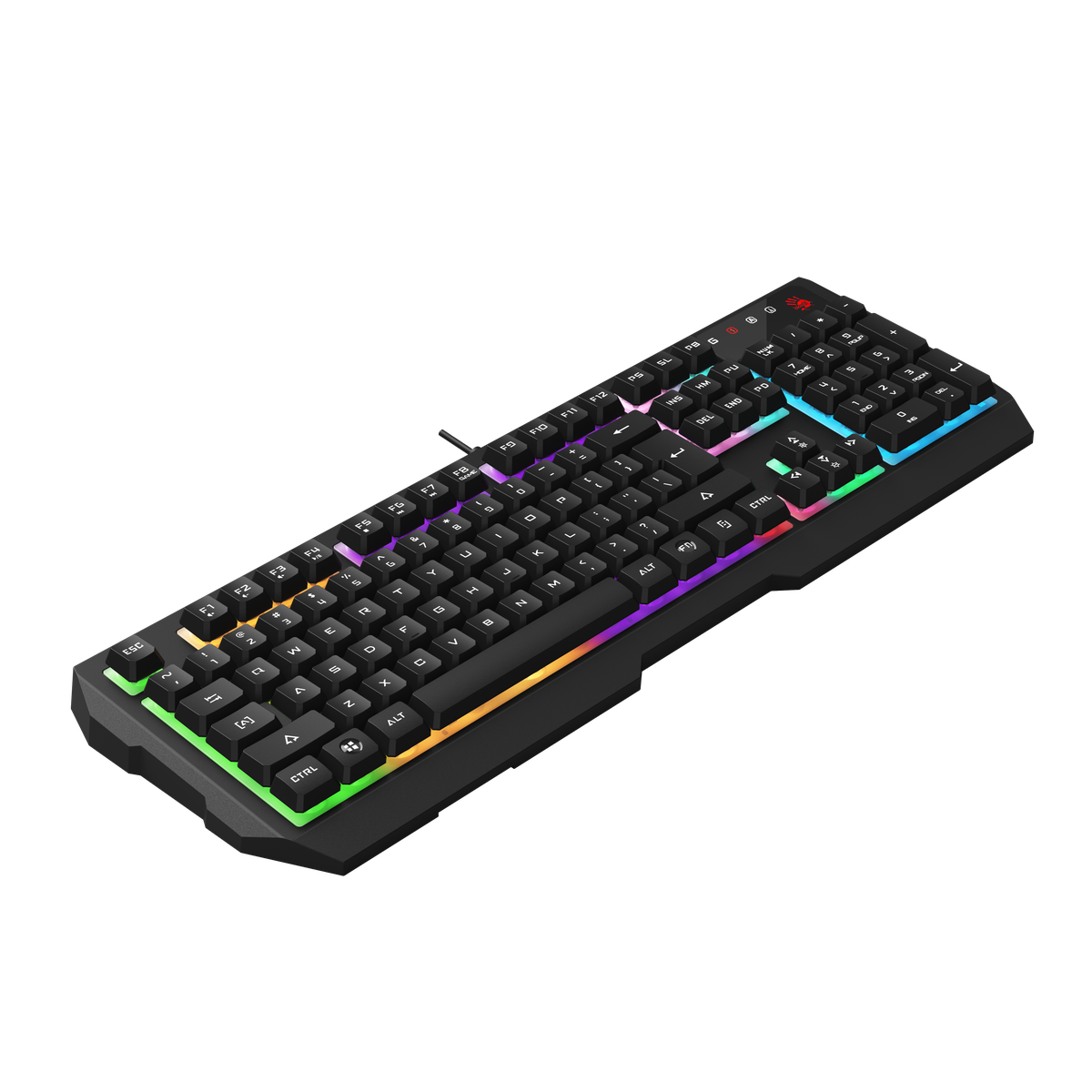 A4tech Bloody B135N Neon Gaming Keyboard - Multi-Key Rollover - 4 Gaming Keycaps - 1ms Key Response - Adjustable Backlights - Game Mode. 