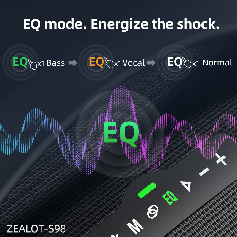 ZEALOT S98 Big Power Bluetooth Speaker Wireless Subwoofer 160W High Volume Waterproof Portable Speaker Mobile Power HIFI Sound. 