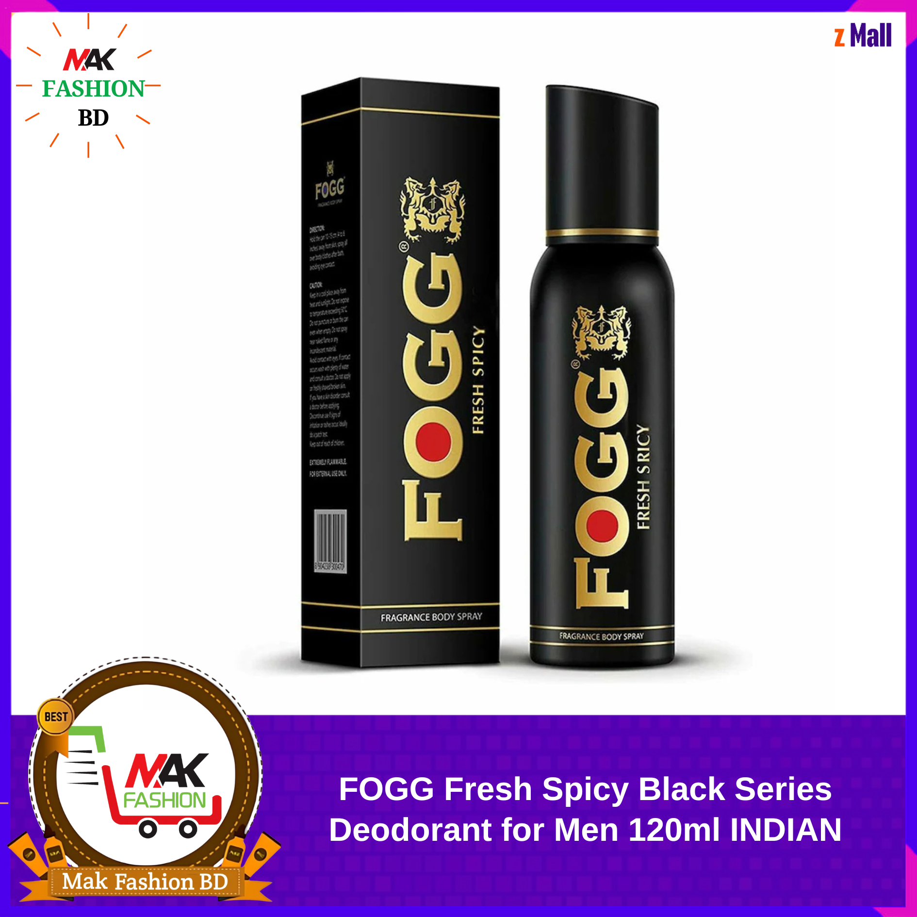 FOGG Fresh Spicy Black Series Deodorant for Men 120ml INDIAN. 