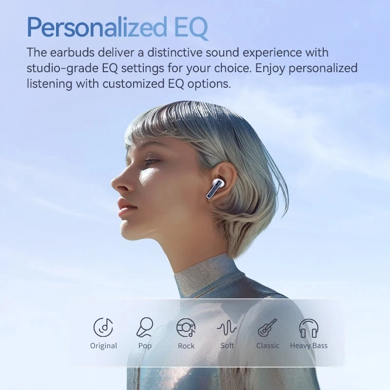 QCY T31 MeloBuds Neo Earbuds Bluetooth 5.3 LED Power Digital Display Transparent TWS Dual-Connection Wireless Earphones. 