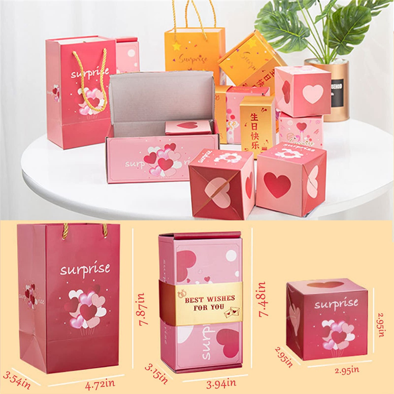 Exploding Gift Box Money Up Surprise Birthday Prank Box Chinese Red Envelope Easy to Use A. 